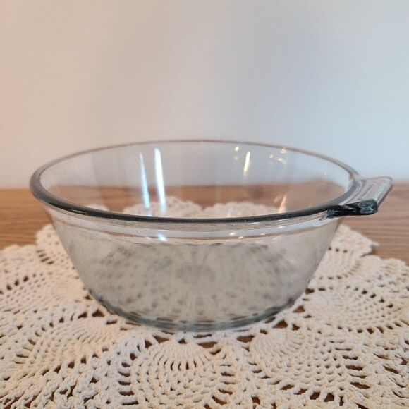 1940s Pyrex Flameware Top of Stove Ware 6.5" Blue Tint Sauce Pan 832-B No Handle - Picture 3 of 14